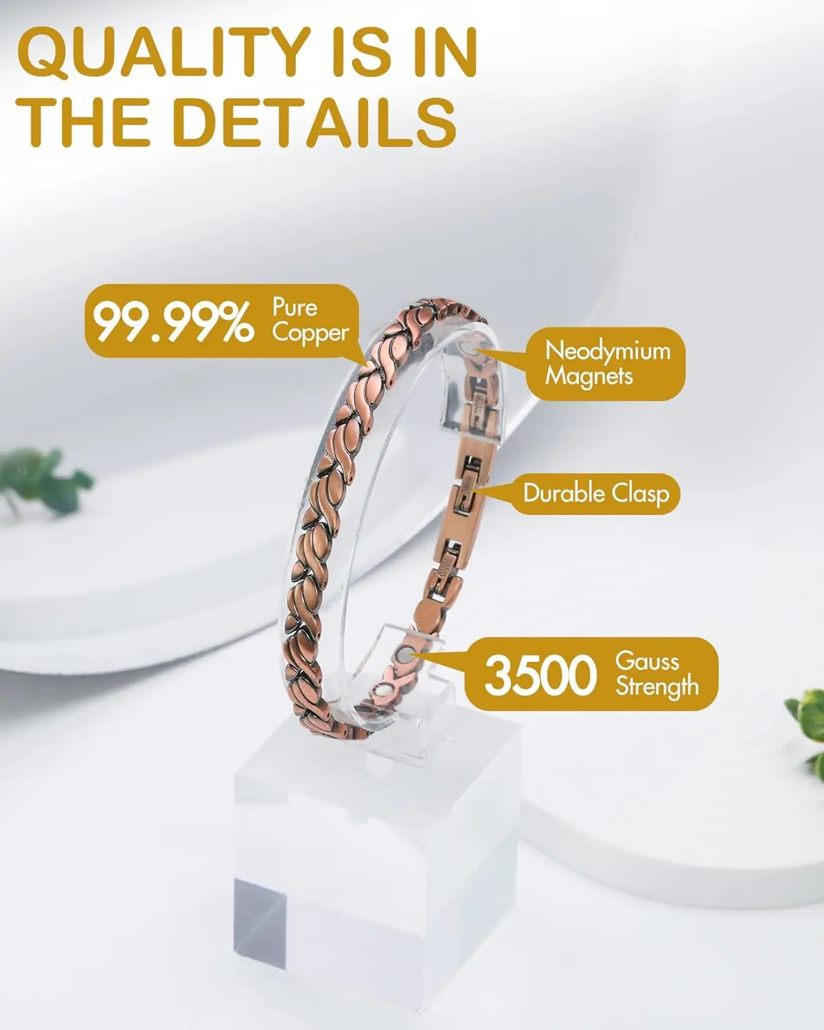ARADOO Pure Copper Magnetic Br - Health Wellness Bracelet 评论和价格
